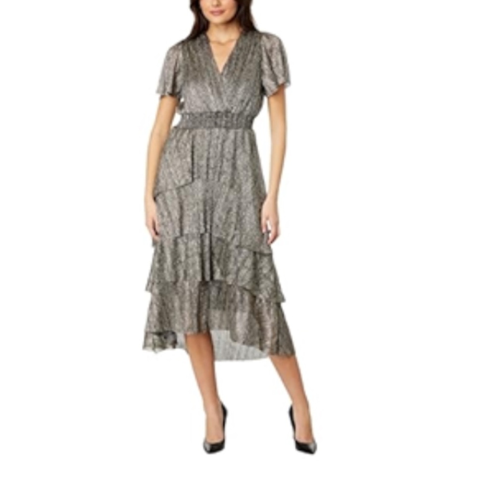 Vince Camuto Womens Smocked Long Cocktail and Party Dress Sz M